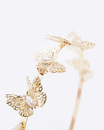 Girls gold Butterfly head band