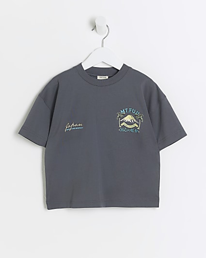 Mini boys grey graphic print t-shirt
