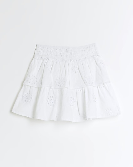 Girls white broderie skirt