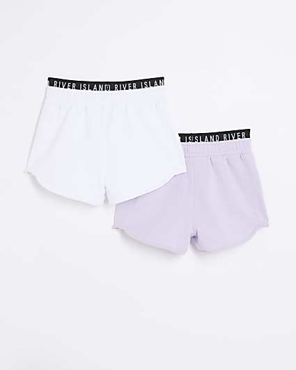 Girls purple RI waistband shorts 2 pack