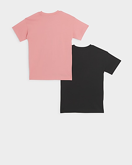 Girls coral graphic print t-shirt 2 pack
