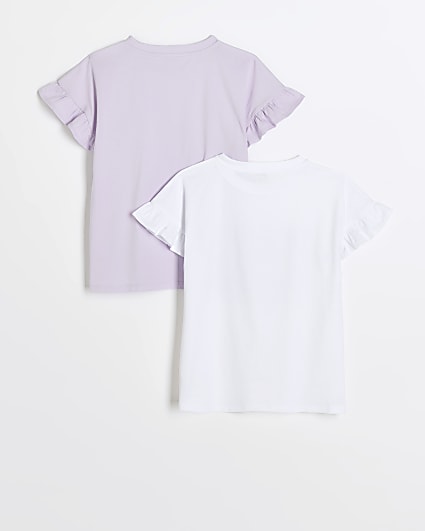 Girls purple graphic print t-shirt 2 pack
