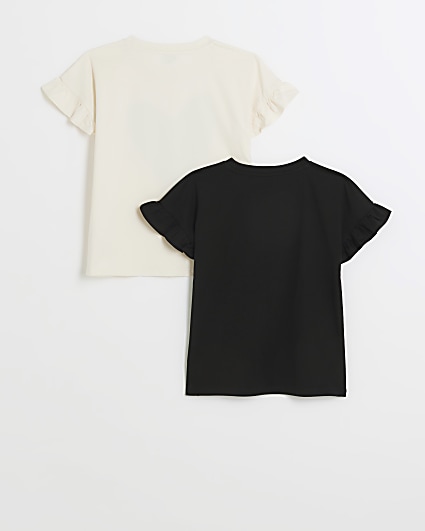 Girls black heart print t-shirt 2 pack