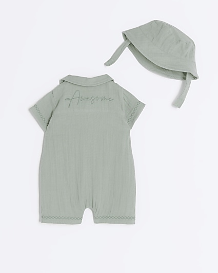 Baby boys khaki textured all in one set