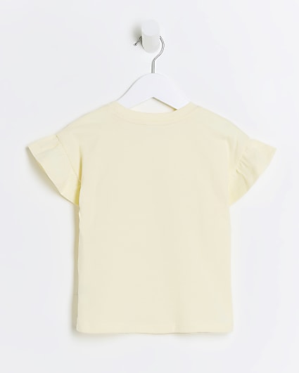 Mini girls yellow graphic print t-shirt