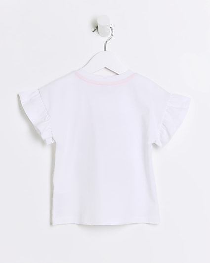 Mini girls white graphic print t-shirt
