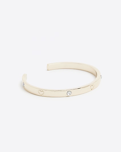 Girls Gold Heart Cuff Bracelet