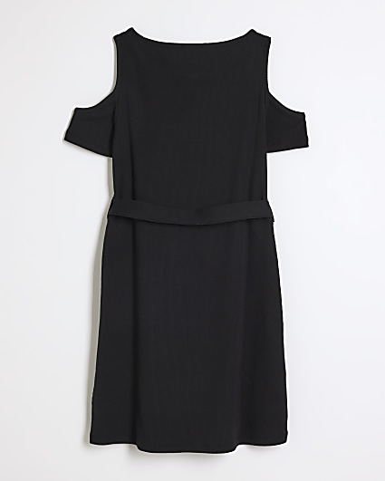 Girls black cold shoulder dress