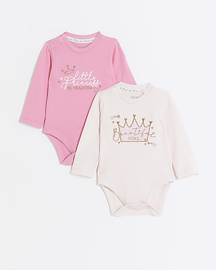 Babys girl pink newborn bodysuits 2 pack