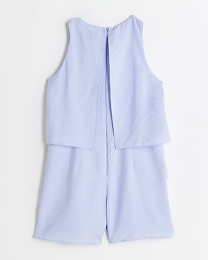 Girls blue layered playsuit