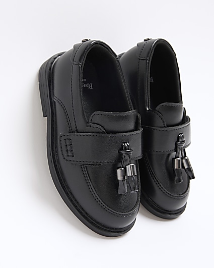 Mini boys black tassel loafers