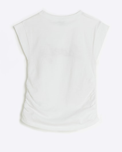 Girls white sequin graphic t-shirt
