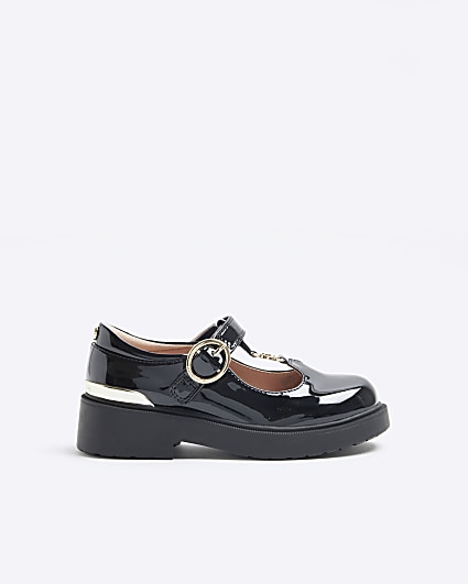 Girls black patent t-bar mary jane shoes
