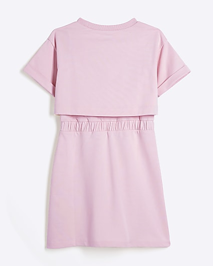 Girls pink 2 in 1 t-shirt dress