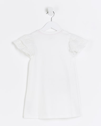 Mini Girls White Graphic Bag t-shirt dress