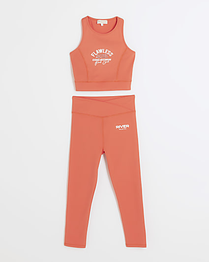 Girls Crop Top and Leggings Set Leopard Print Outfit Short Sleeve T-Shirt 5  - 13