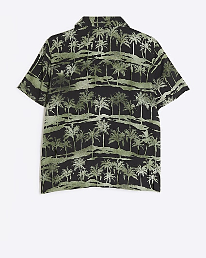 Boys Black Palm Print Shirt