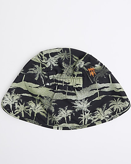 Mini boys khaki palm print swim hat