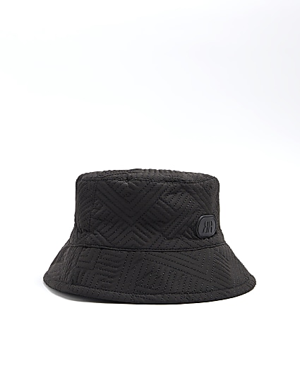 Boys Black Quilted Bucket Hat
