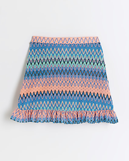 Girls blue chevron stripe beach skirt