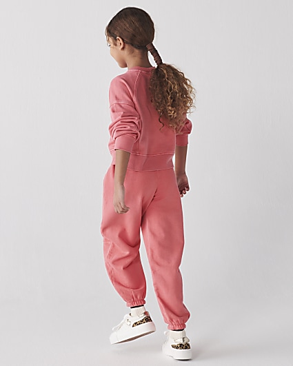 Girls coral sweatshirt and joggers set