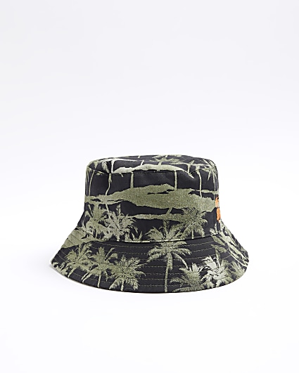 Boys khaki palm tree bucket hat