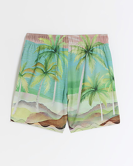 Boys green tiger graphic swim shorts