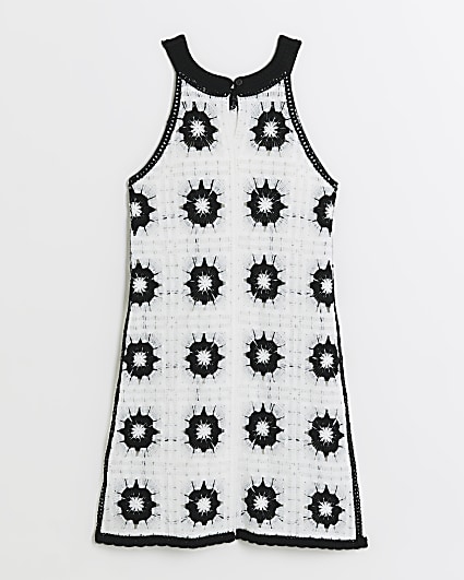 Girls Black Crochet Flower Dress