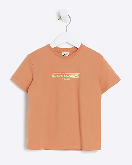 Mini boys coral graphic print t-shirt