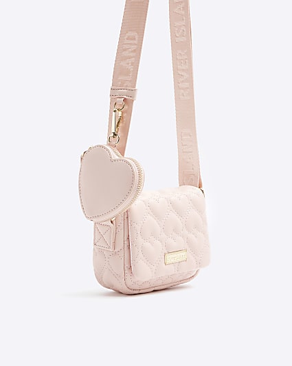 Girls pink heart quilt bag