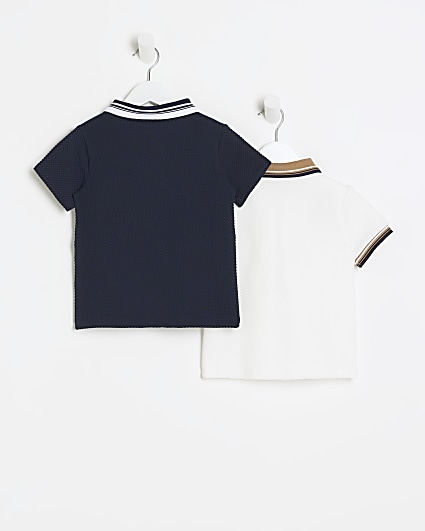 Mini boys navy polo shirt 2 pack