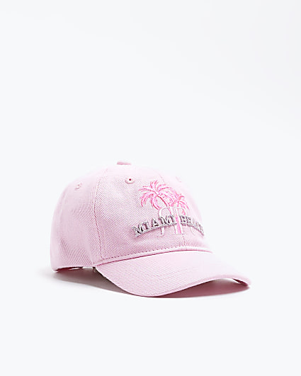 Mini girls pink washed embroidered cap