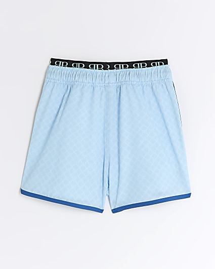 Boys blue RI monogram swim shorts