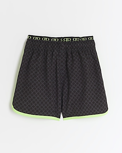 Boys black RI monogram swim shorts