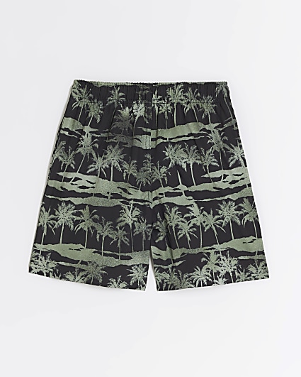 Boys black palm tree swim shorts