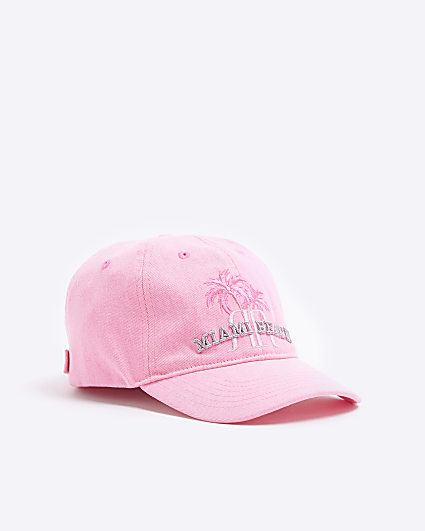 Girls pink washed palm cap