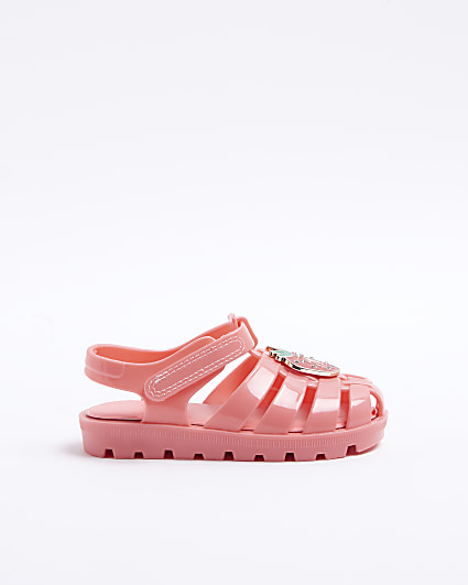 Mini girls pink strawberry jelly sandals