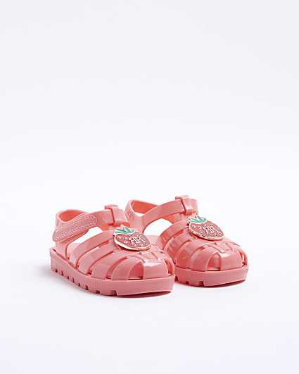 Mini girls pink strawberry gladiator sandals