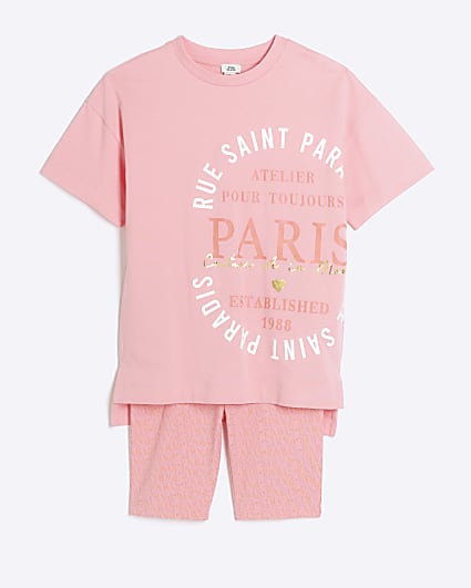 Girls coral paris graphic t-shirt set