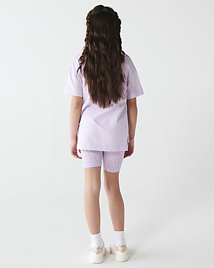 Shein girls 10yrs or 11-12yrs ribbed one shoulder white top & dark coral  shorts