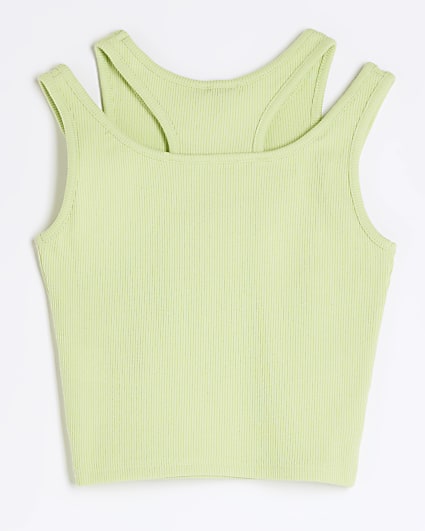 Girls lime 2 in 1 ribbed tank top