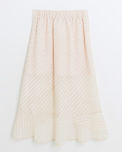 Girls pink textured midi wrap skirt