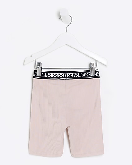 Mini girls pink RI rib cycle shorts