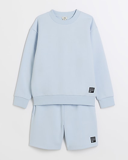 Boys blue sweatshirt and shorts set