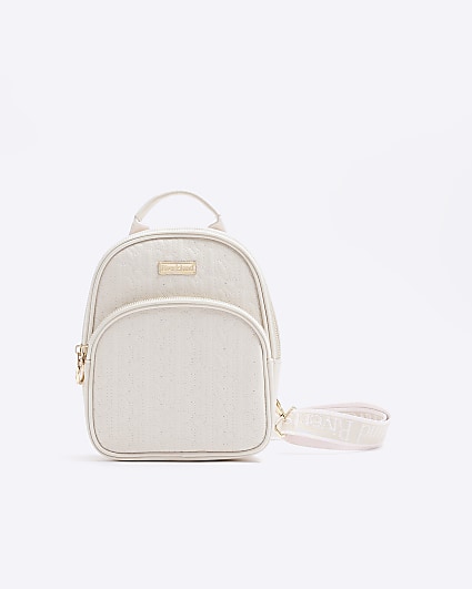 Girls cream embroidered backpack