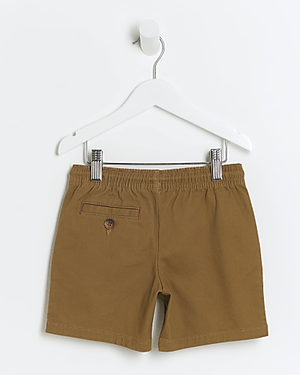 Mini boys brown pull on shorts