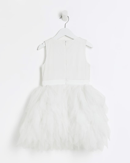 Mini girls white sequin tulle dress