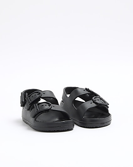 Mini boys black double strap sandals