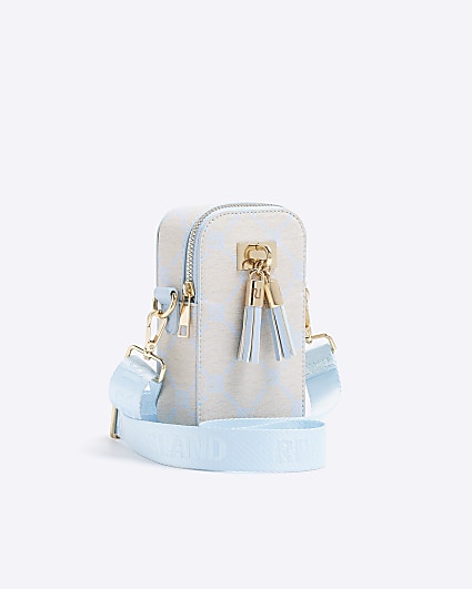 Girls blue RI monogram cross body bag