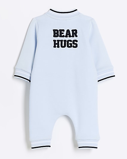 Baby boys blue bear sleepsuit